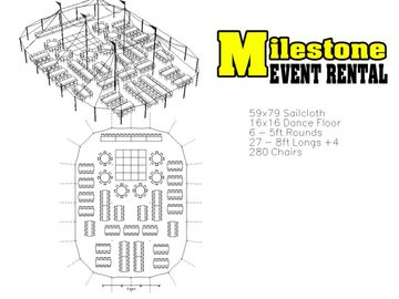 59x79 sailcloth tent seating 280 people