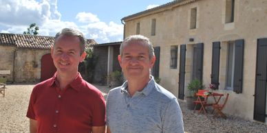 Rob and Steve owners Clos Vieux Rochers Vineyard Accommodation in 
​The Heart of Frances Wine Region