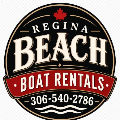 Logo for Regina Beach Boat Rentals with contact number.