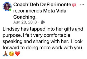Testimonial praising Lindsey's coaching gifts and supportive nature.
