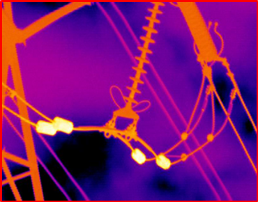 Thermal Image Result Infiray Thermal Camera object power cable isolator on Power Plant.