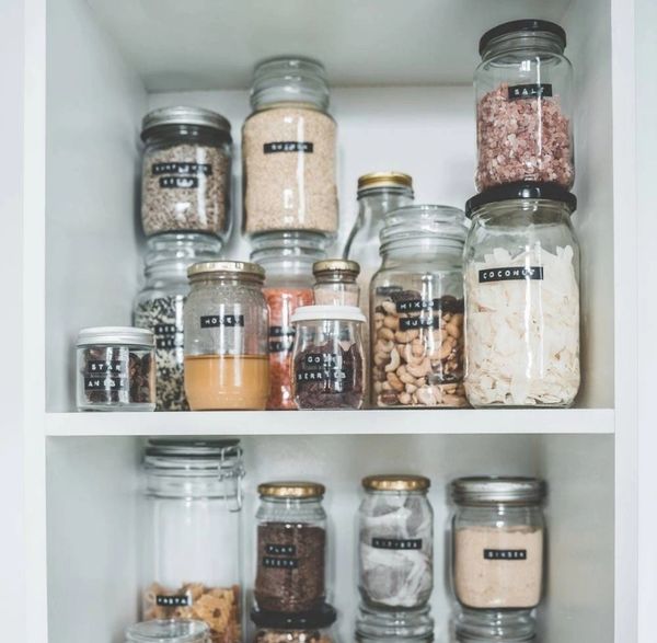 Kitchen Organisation. 
Labelled Jars.