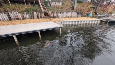 new seawall and dock on portage lakes by AquaLife Construction