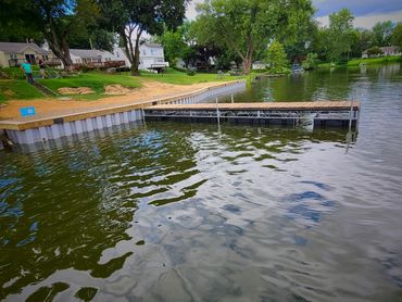 Truss Frame floating dock built by AquaLife Construction in Akron Ohio.