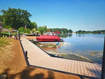 Custom Dock system on Mud Lake in the Portage Lakes built for function.