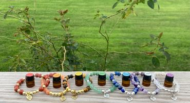 Chakra bracelets with specific essential oil blends