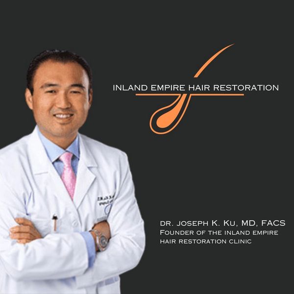Photo of Dr. Joseph. K. Ku the founder of Inland Empire Hair Restoration as well as their logo.