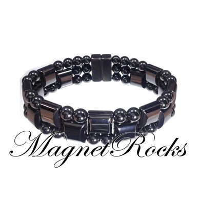 Bracelet design that features Magnetic Hematite and a Magnetic Jewelry Clasp.