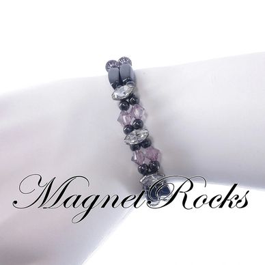 Bracelet features Magnetic Hematite, Light Amethyst Crystal by Swarovski ® & Magnetic Jewelry Clasp.