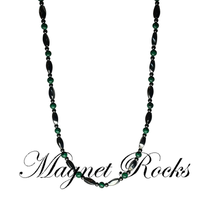 Malachite Hematite Magnetic Bracelet has Malachite Magnetic Hematite & Magnetic Jewelry Clasp.