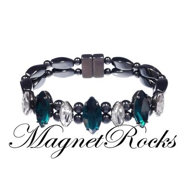 Mystic Emerald Bracelet features Magnetic Hematite, Emerald Crystal by Swarovski® & Magnetic Clasp.