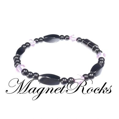 Bracelet features Magnetic Hematite, Light Amethyst Crystal by Swarovski ® & Magnetic Jewelry Clasp.