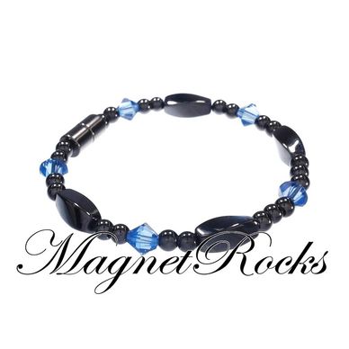 Seductive Sapphire Bracelet features Magnetic Hematite, Sapphire Crystal by Swarovski.®