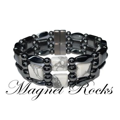 Magnetic Howlite Bracelet features Howlite Gemstone and Magnetic Jewelry Clasps.