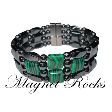 Magnetic Malachite Bracelet features Malachite Gemstone and Magnetic Jewelry Clasps.