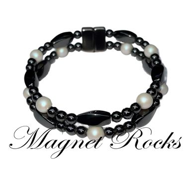 Magnetic Pearl Bracelet features Pearl Crystal by Swarovski® and Magnetic Jewelry Clasps.