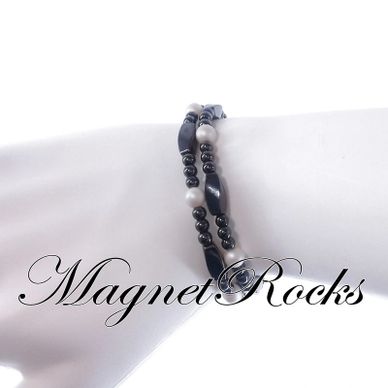 Magnetic Pearl Bracelet features Pearl Crystal by Swarovski® and Magnetic Jewelry Clasps.