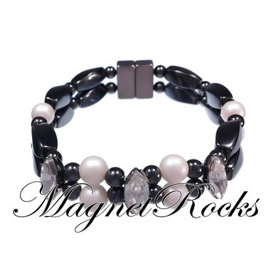 Magnetic Pearl Bracelet features Pearl Crystal by Swarovski® and Magnetic Jewelry Clasps.