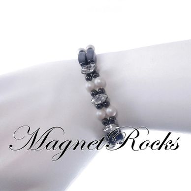 Magnetic Pearl Bracelet features Pearl Crystal by Swarovski® and Magnetic Jewelry Clasps.