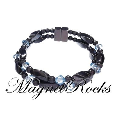 Magnetic Aquamarine Bracelet features Aquamarine Crystal by Swarovski® and Magnetic Jewelry Clasps.