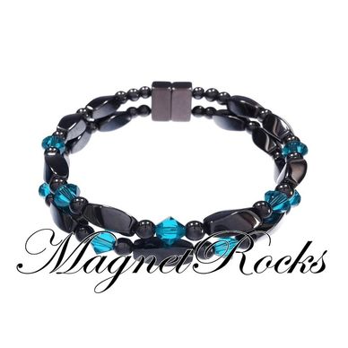 Magnetic Blue Zircon Bracelet features Blue Zircon Crystal by Swarovski® & Magnetic Jewelry Clasps.