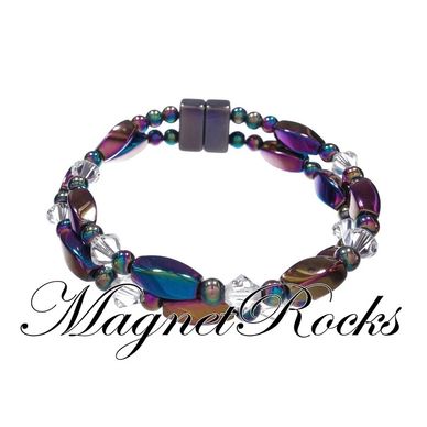 Magnetic Hematite Rainbow Bracelet features Rainbow Hematite and Magnetic Jewelry Clasps.