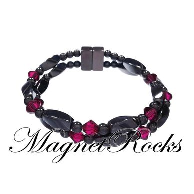 Magnetic Ruby Bracelet features Ruby Crystal by Swarovski® and Magnetic Jewelry Clasps.