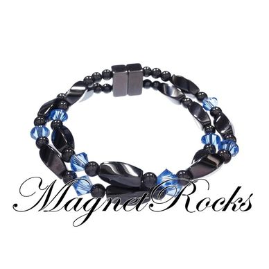 Magnetic Sapphire Bracelet features Sapphire Crystal by Swarovski® and Magnetic Jewelry Clasps.
