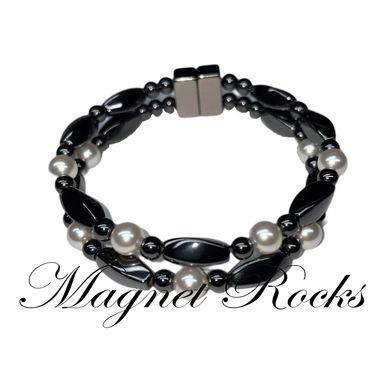 Magnetic White Pearl Bracelet features White Pearl Crystal by Swarovski® & Magnetic Jewelry Clasps.
