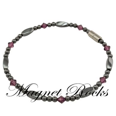 Magnetic Amethyst Anklet features Amethyst Crystal by Swarovski® and Magnetic Jewelry Clasps.