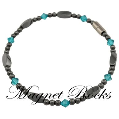Magnetic Blue Zircon Anklet features Blue Zircon Crystal by Swarovski® & Magnetic Jewelry Clasps.