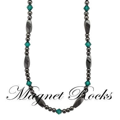 Magnetic Emerald Necklace features Emerald Crystal by Swarovski® and Magnetic Jewelry Clasps.
