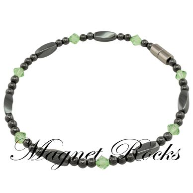 Magnetic Peridot Anklet features Peridot Crystal by Swarovski® and Magnetic Jewelry Clasps.