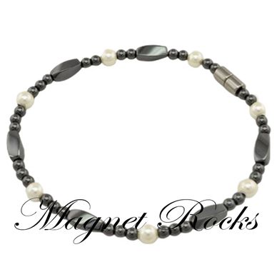 Magnetic Pearl Anklet features Pearl Crystal by Swarovski® and Magnetic Jewelry Clasps.