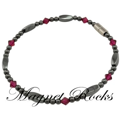 Magnetic Ruby Anklet features Ruby Crystal by Swarovski® and Magnetic Jewelry Clasps.