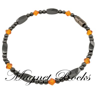 Magnetic Tangerine Anklet features Tangerine Crystal by Swarovski® and Magnetic Jewelry Clasps.