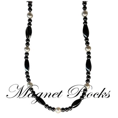 Magnetic White Pearl Necklace features White Pearl Crystal by Swarovski® & Magnetic Jewelry Clasps.