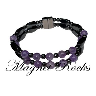 Magnetic Amethyst Gemstone Bracelet features Amethyst Gemstone and Magnetic Jewelry Clasps.