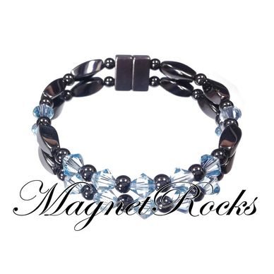 Magnetic Aquamarine Bracelet features Aquamarine Crystal by Swarovski® and Magnetic Jewelry Clasps.