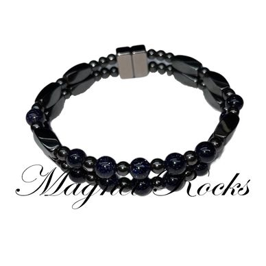 Magnetic Blue Gold Stone Bracelet features Blue Gold Stone Gemstone and Magnetic Jewelry Clasps.
