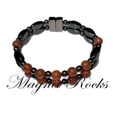 Magnetic Gold Stone Bracelet features Gold Stone Gemstone and Magnetic Jewelry Clasps.