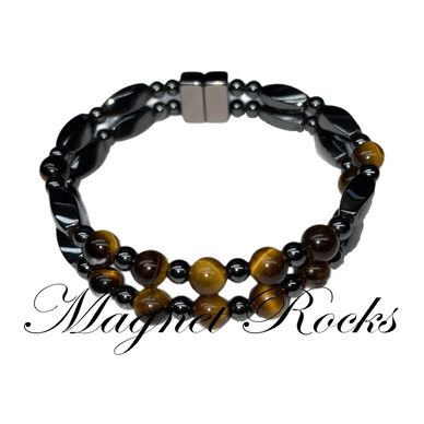 Magnetic Golden Tiger Eye Bracelet features Golden Tiger Eye Gemstone and Magnetic Jewelry Clasps.