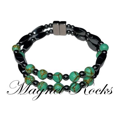 Gold Vein Turquoise Bracelet features Gold Vein Turquoise Gemstone and Magnetic Jewelry Clasps.