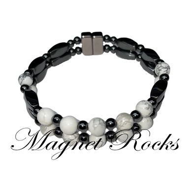 Magnetic Howlite Bracelet features Howlite Gemstone and Magnetic Jewelry Clasps.