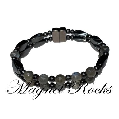 Labradorite Hematite Magnetic Bracelet has Labradorite Magnetic Hematite and Magnetic Jewelry Clasp.