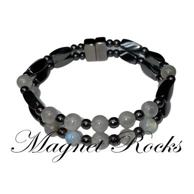 Magnetic Moonstone Bracelet features Moonstone Gemstone and Magnetic Jewelry Clasps.