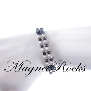 Magnetic Pearl Bracelet features Pearl Crystal by Swarovski® and Magnetic Jewelry Clasps.