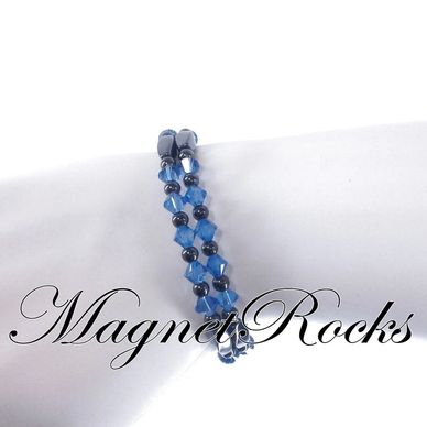 Magnetic Sapphire Bracelet features Sapphire Crystal by Swarovski® and Magnetic Jewelry Clasps.