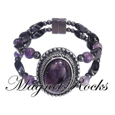 Magnetic Amethyst Gemstone Bracelet features Amethyst Gemstone and Magnetic Jewelry Clasps.