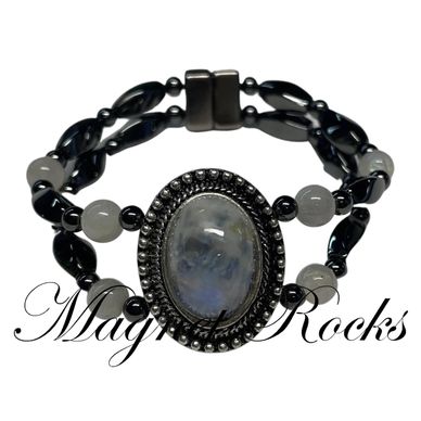 Magnetic Moonstone Bracelet features Moonstone Gemstone and Magnetic Jewelry Clasps.